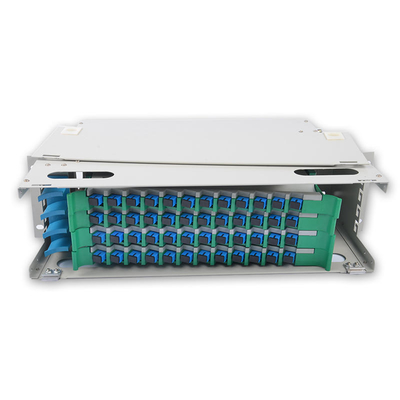Cable de empalme de fibra óptica de plástico ODF con bandeja de carga completa de 48 puertos y adaptadores SC/UPC