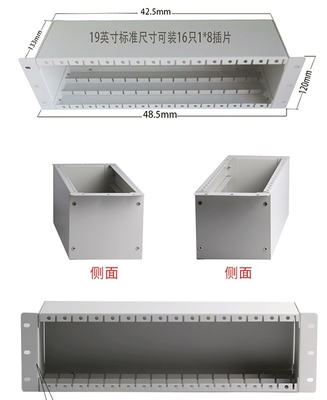 1x2 1x4 1x8 16 ranuras Fibra óptica PLC LGX Chasis divisor para montaje de bastidor de 3U 19 &quot;