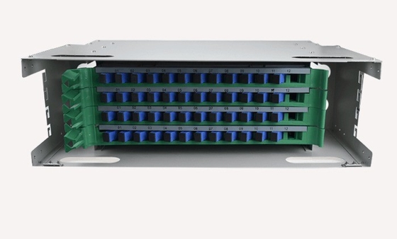 Cable de empalme de fibra óptica de plástico ODF con bandeja de carga completa de 48 puertos y adaptadores SC/UPC