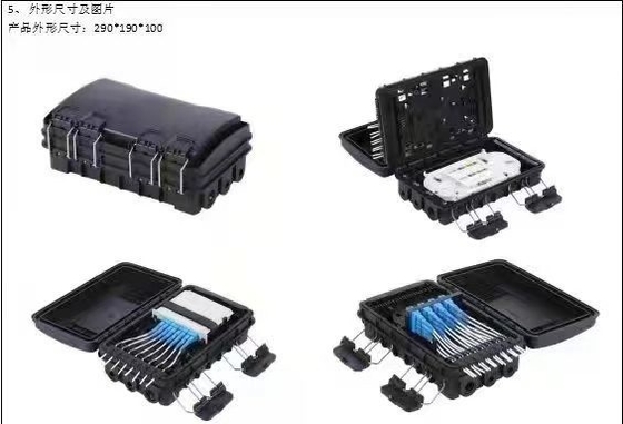 FTTX Pollo montado con 16 núcleos Cerradura de empalme de fibra óptica / distribución Napbox Negro