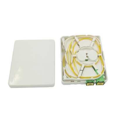 Caja de panel de conexión de mini fibra óptica FTTH montada en la pared con 2 puertos y cola de cerdo SC/APC