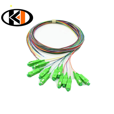 Salida 0.9mm LSZH Pigtails de fibra óptica 12Cords 1.5 2.0 3.0 Pérdida de inserción ≤0.3dB 3