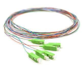 Salida 0.9mm LSZH Pigtails de fibra óptica 12Cords 1.5 2.0 3.0 Pérdida de inserción ≤0.3dB 3