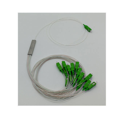 1x8 separador de fibra óptica en cierre de tubo de acero inoxidable para 1260-1650nm de longitud de onda de operación