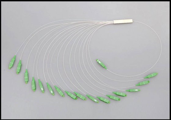 1x8 separador de fibra óptica en cierre de tubo de acero inoxidable para 1260-1650nm de longitud de onda de operación