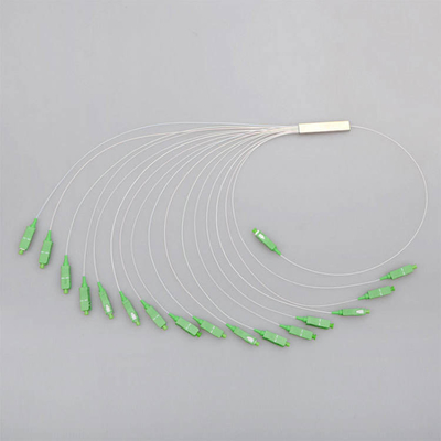 1x8 separador de fibra óptica en cierre de tubo de acero inoxidable para 1260-1650nm de longitud de onda de operación